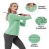 FKEEP Women's Tennis Golf Shirt Long Sleeved Top Sport Activewear V-Neck Workout Athletic (Mint Green, XL) view 4