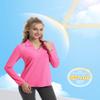 FKEEP Women's Tennis Golf Shirt Long Sleeved Top Sport Activewear V-Neck Workout Athletic (Neon Pink, M) view 2