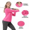FKEEP Women's Tennis Golf Shirt Long Sleeved Top Sport Activewear V-Neck Workout Athletic (Neon Pink, M) view 3