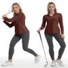 FKEEP Women's Tennis Golf Shirt Long Sleeved Top Sport Activewear V-Neck Workout Athletic (Cinnamon, XXL) view 2