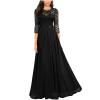 Women's Floral Lace Maxi Dress 3/4 Sleeve Bridesmaid Party Dress Vintage Formal Cocktail Party Swing Dresses Black view 1