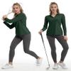 FKEEP Women's Tennis Golf Shirt Long Sleeved Top Sport Activewear V-Neck Workout Athletic (Forest Green, XL) view 2