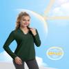 FKEEP Women's Tennis Golf Shirt Long Sleeved Top Sport Activewear V-Neck Workout Athletic (Forest Green, XL) view 3