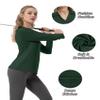 FKEEP Women's Tennis Golf Shirt Long Sleeved Top Sport Activewear V-Neck Workout Athletic (Forest Green, XL) view 4