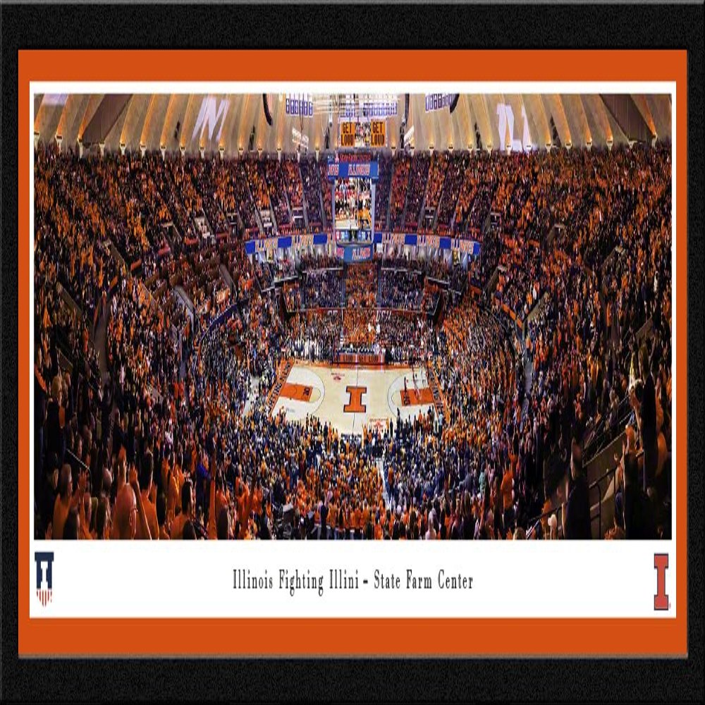 Fighiting Illini Basketball - 41.5x15-inch Single Mat, Select Framed Picture by Blakeway Panoramas