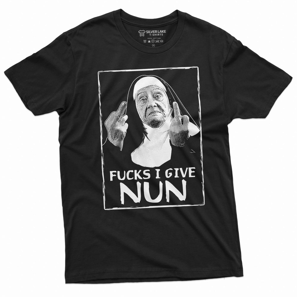 Men's Funny Shirt Nun Shirt F*CKS I Give Nun Shirt Humorous Gifts Unholy Shirt Gothic Gifts (X-Large Black)