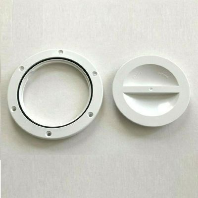 4" Round Access Hatch Cover Boat Replacement, Screw Out Deck Plate -White, O-Ring Seal, ABS Material