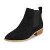 HINDOLA Women's Booties Chunky Stacked Heel Ankle Boots Low Heel Suede Booties Fashion Zipper Pointed Toe Dressy Office Booties view 1