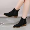 HINDOLA Women's Booties Chunky Stacked Heel Ankle Boots Low Heel Suede Booties Fashion Zipper Pointed Toe Dressy Office Booties view 3