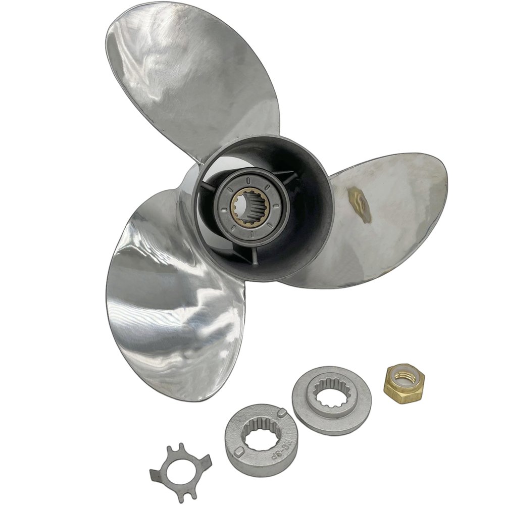 BARDOVEN SS 20-60HP 10-1/4X14 Stainless Steel Propeller 13 Tooth Prop for Mercury Outboard Motor, FITTED, SILVER