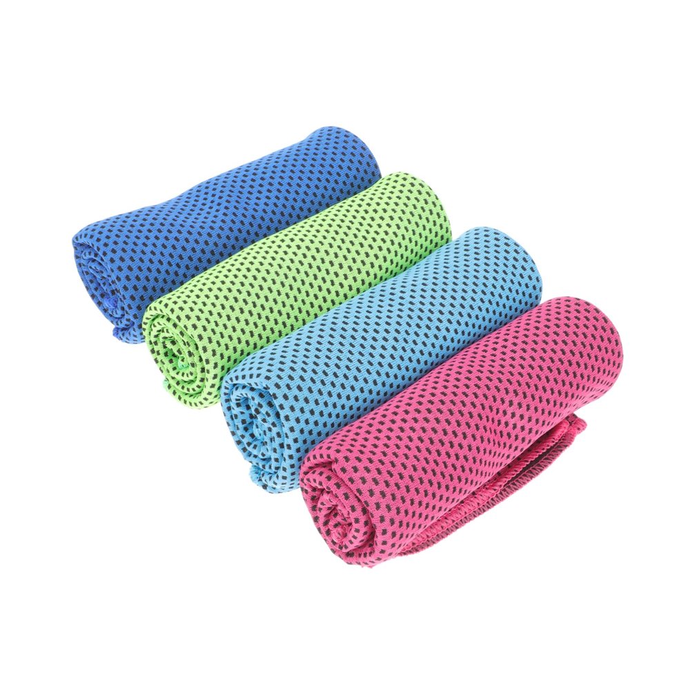 HANABASS 4pcs Portable Instant Cooling Towels Microfiber Ice Towels for Yoga Sports Gym and Outdoor Activities Breathable Sweat Wiping Light Blue Green