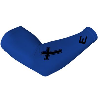 Elite Athletic Gear Religous Compression Arm Sleeves - Youth & Adult Sizes - Sports & Fitness - Sold Individually (Faith Cross Blue, YOUTH)