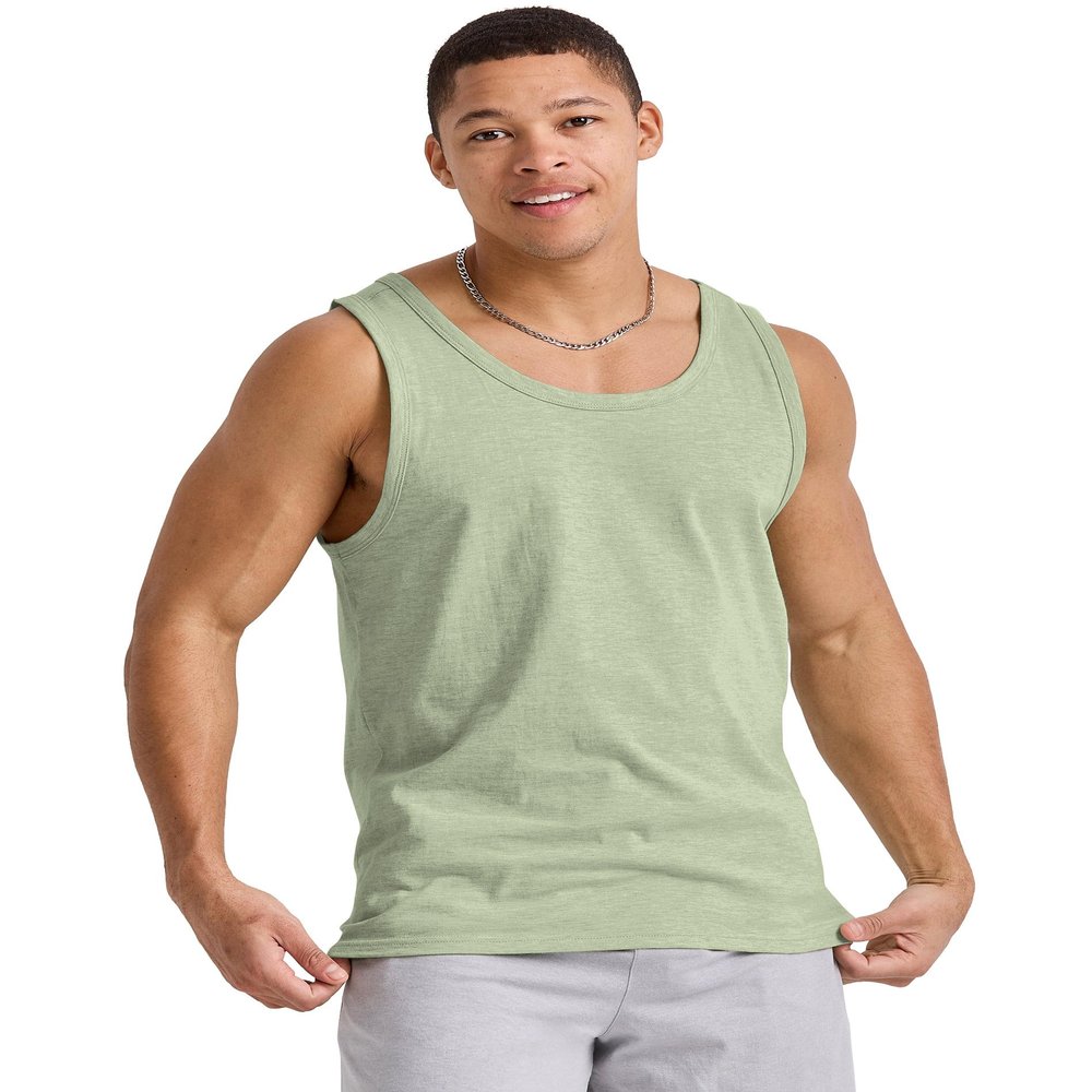 Hanes Originals Tri-Blend Top, Lightweight Men, Sleeveless Tank Shirt, Mint to BE Green PE Heather, M