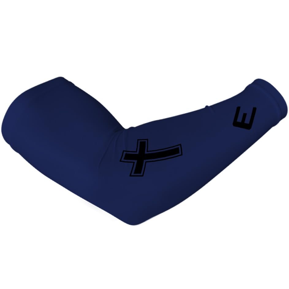 Elite Athletic Gear Religous Compression Arm Sleeves - Youth & Adult Sizes - Sports & Fitness - Sold Individually (Faith Cross Navy, ADULT XXL)