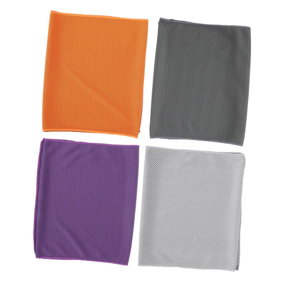 GOOHOCHY 4pcs Cooling Towels Skin-Friendly Microfiber Towels for Sports Yoga and Gym Super Absorbent Quick-Drying Lightweight for Travel and Outdoor Activities Grey Purple Orange