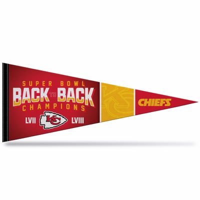 Rico Industries NFL Football Kansas City Chiefs Back to Back Champs 12" x 30" Felt Wall Dcor Pennant - Great for Home/Bed Room/Man Cave Dcor