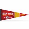 Rico Industries NFL Football Kansas City Chiefs Back to Back Champs 12" x 30" Felt Wall Dcor Pennant - Great for Home/Bed Room/Man Cave Dcor view 1