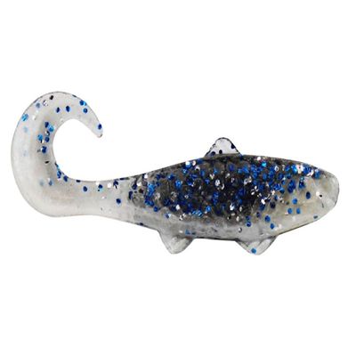 Luck E Strike Swim N Minnow Soft Plastic Lures with Curl Tails (8 Pack) 2-1/2 Inch, Premium Plastic Swimbaits, Thunderstorm
