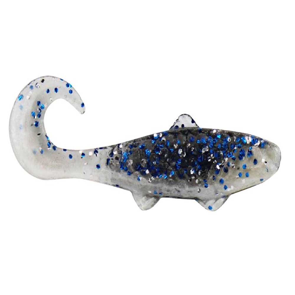 Luck E Strike Swim N Minnow Soft Plastic Lures with Curl Tails (8 Pack) 2-1/2 Inch, Premium Plastic Swimbaits, Thunderstorm