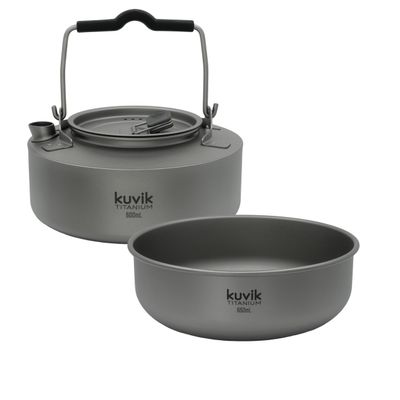 Kuvik 600ml (20.3 oz) Titanium Kettle & 650ml (22 oz) Titanium Bowl Bundle