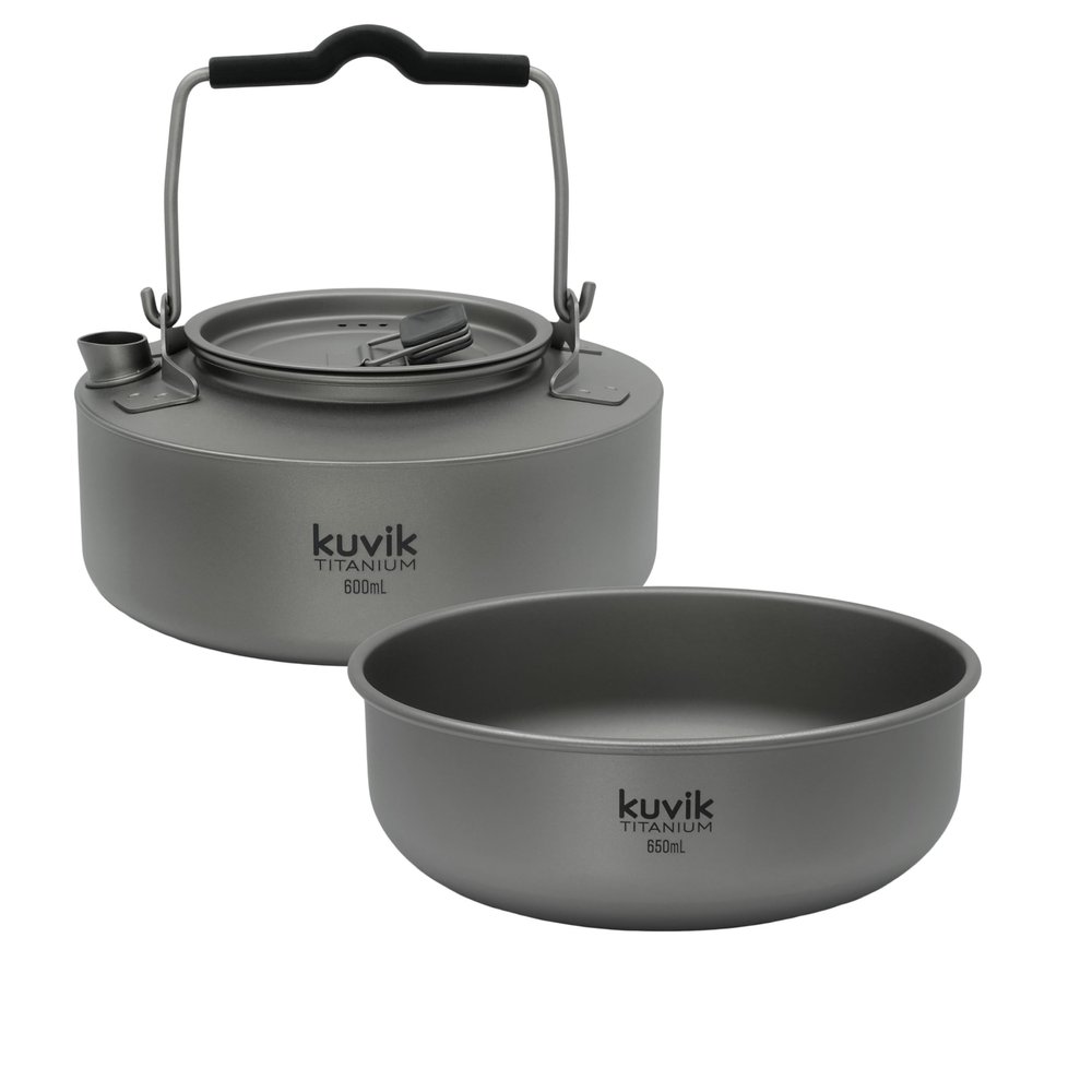 Kuvik 600ml (20.3 oz) Titanium Kettle & 650ml (22 oz) Titanium Bowl Bundle