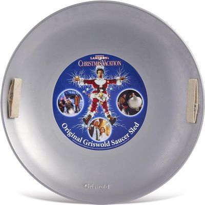 Slippery Racer ProDisc 26 Inch Heavy Duty Aluminum Iron Alloy Metal Kids Winter Saucer Snow Sled with Dual Riveted Soft Grip Rope Handles (Griswold-New)