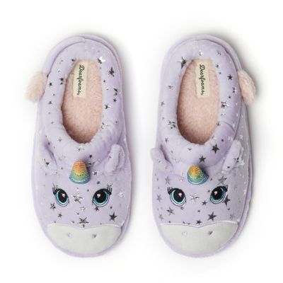 Dearfoams Kids Toddlers Whimsical Animal Critter Washable Slipper, Purple Unicorn, 13 US Unisex Big