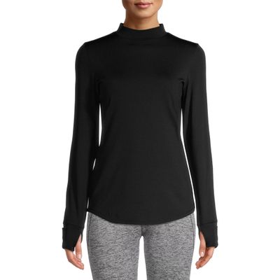 Cuddl Duds ClimateRight Women's Long-Sleeve Plush Warmth Mock Neck Base Layer Top (Warmer) (US, Alpha, XX-Large, Regular, Regular, Black)