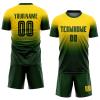 Customized Soccer Jersey Sets for Men/Women/Youth Boys Girls Personalized Football T Shirts and Shorts Printed Team Name Number Logo, Yellow Green Fade Round-Neck Short Sleeve Uniforms view 1