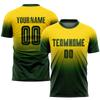 Customized Soccer Jersey Sets for Men/Women/Youth Boys Girls Personalized Football T Shirts and Shorts Printed Team Name Number Logo, Yellow Green Fade Round-Neck Short Sleeve Uniforms view 2