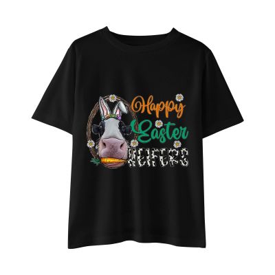 Cute Easter Bunny Shirt for Girls and Toddlers T-Shirt,Baby Girls Rabbit Graphic Short Sleeve T Shirt (Black, 2-3 Years)