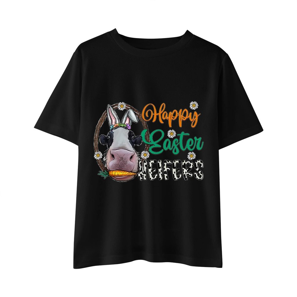 Cute Easter Bunny Shirt for Girls and Toddlers T-Shirt,Baby Girls Rabbit Graphic Short Sleeve T Shirt (Black, 2-3 Years)