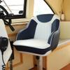 SUNDGORA Premium Pontoon Captains Bucket Boat Seat with Boat Seat Cover,White Pipping,White/Navy Blue view 2