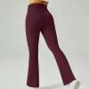 Womens Flare Leggings Solid High Waisted Bootcut Yoga Pants Tummy Control Butt Lift Workout Gym Wide Leg Sports Pants Wine view 2