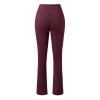 Womens Flare Leggings Solid High Waisted Bootcut Yoga Pants Tummy Control Butt Lift Workout Gym Wide Leg Sports Pants Wine view 3
