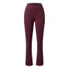Womens Flare Leggings Solid High Waisted Bootcut Yoga Pants Tummy Control Butt Lift Workout Gym Wide Leg Sports Pants Wine view 4