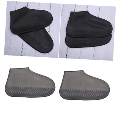 Yardenfun Rain Shoe Covers for Adults Anti-slip Edging Design Black Transparent Overshoes for Outdoor Use Rainy Days