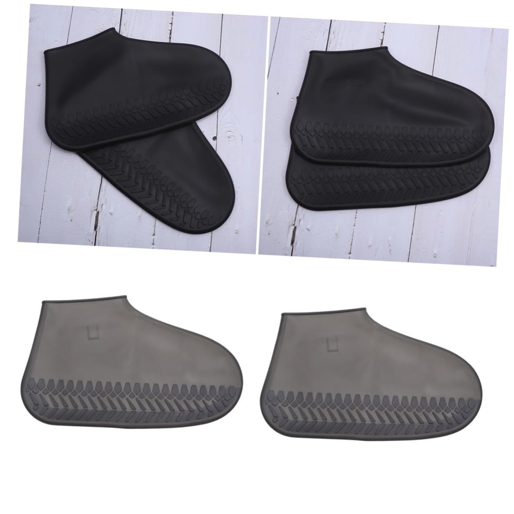 Yardenfun Rain Shoe Covers for Adults Anti-slip Edging Design Black Transparent Overshoes for Outdoor Use Rainy Days