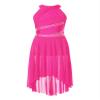 Winnrchan Kids Girls Rhinestones Halter Neck Lyrical Dance Dress Ballet Tulle Leotard Dress Hi-Lo Contemporary Dance Costume Hot Pink 14 Years view 1