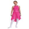 Winnrchan Kids Girls Rhinestones Halter Neck Lyrical Dance Dress Ballet Tulle Leotard Dress Hi-Lo Contemporary Dance Costume Hot Pink 14 Years view 2