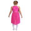 Winnrchan Kids Girls Rhinestones Halter Neck Lyrical Dance Dress Ballet Tulle Leotard Dress Hi-Lo Contemporary Dance Costume Hot Pink 14 Years view 4