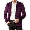 Mens Solid Color Velvet Blazer Jacket Two Button Lightweight Sport Coats Casual Loose Wedding Prom Suit Jacket (Purple,Small) view 1