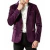 Mens Solid Color Velvet Blazer Jacket Two Button Lightweight Sport Coats Casual Loose Wedding Prom Suit Jacket (Purple,Small) view 3