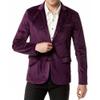 Mens Solid Color Velvet Blazer Jacket Two Button Lightweight Sport Coats Casual Loose Wedding Prom Suit Jacket (Purple,Small) view 4