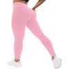 VOOVEEYA Curvy Womens Leggings, High Waisted Yoga Pants with Back Pockets, Tummy Control - Buttery Soft - Stretchy(Pink L) view 1
