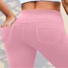 VOOVEEYA Curvy Womens Leggings, High Waisted Yoga Pants with Back Pockets, Tummy Control - Buttery Soft - Stretchy(Pink L) view 4