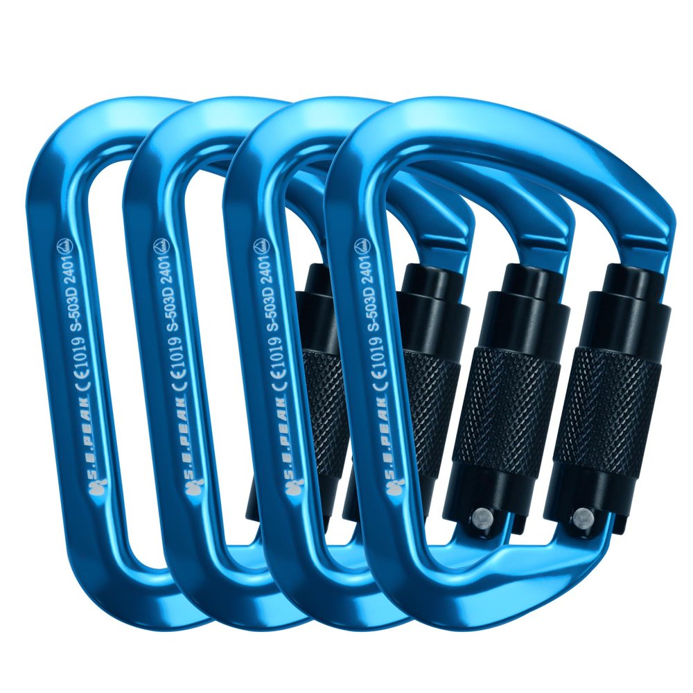 SEPEAK UIAA CE 30kN Climbing Carabiner Clips, Professional Heavy Duty Twist Locking Carabiners for Climbing,Mountaineering, Rappelling, Camping, Hiking, Swings, Large D Ring Hooks