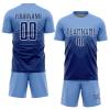 Customized Soccer Jersey Sets for Men/Women/Youth Boys Girls Personalized Football T Shirts and Shorts Printed Name Number Logo, Navy Sky Blue Round-Neck Short Sleeve Team Uniforms view 1
