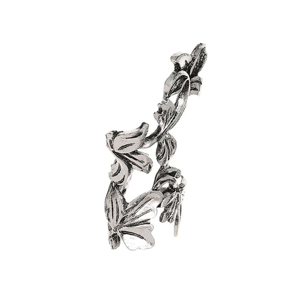 Gorgeous Clip on Earrings Hollow single ear clip leaf ear bone clip without piercing for Women Jewelry (Silver)