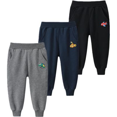 LeeXiang 3 Pack Toddler Boys Sweatpants Kids Cotton Pull-On Jogger Pants (Black/Blue/Grey 5 Years)